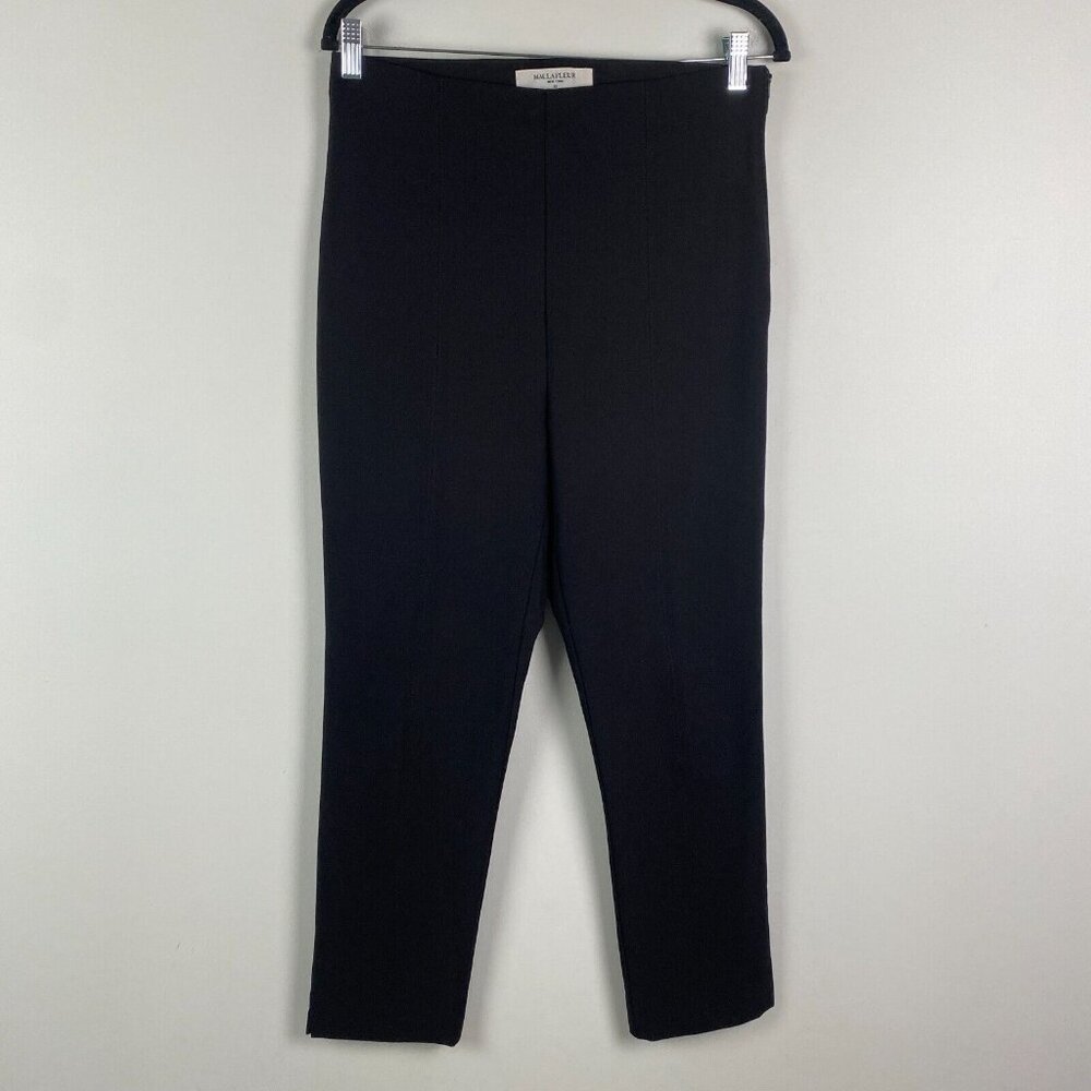 MM LAFLEUR Cropped High Rise Side Zip Pants Womens 12 Black Stretch